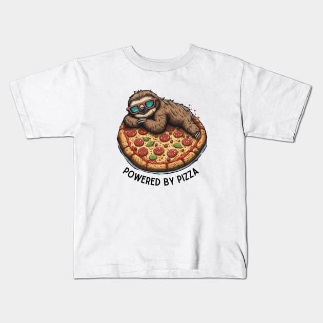 Sloth Life: Powered by Pizza 🍕 Kids T-Shirt by JollyCoco